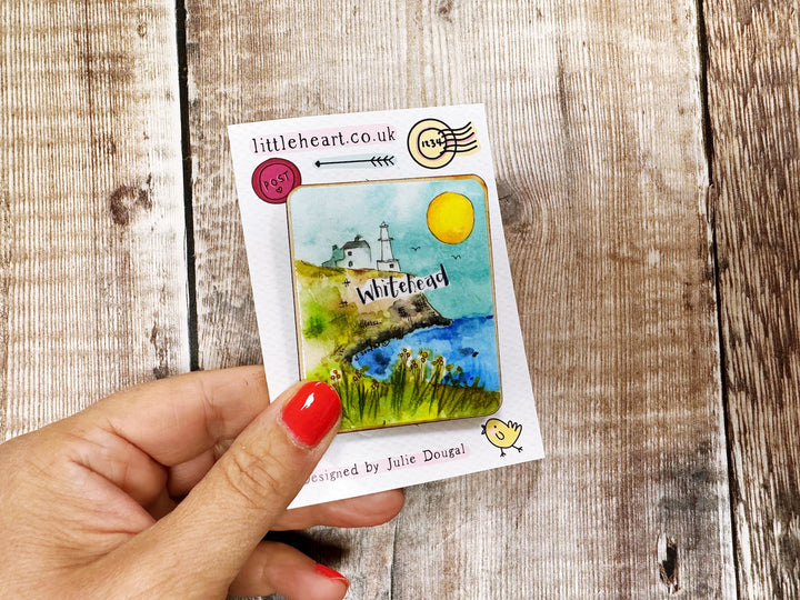 Whitehead Lighthouse Northern Ireland Cute Little City Wooden Magnet