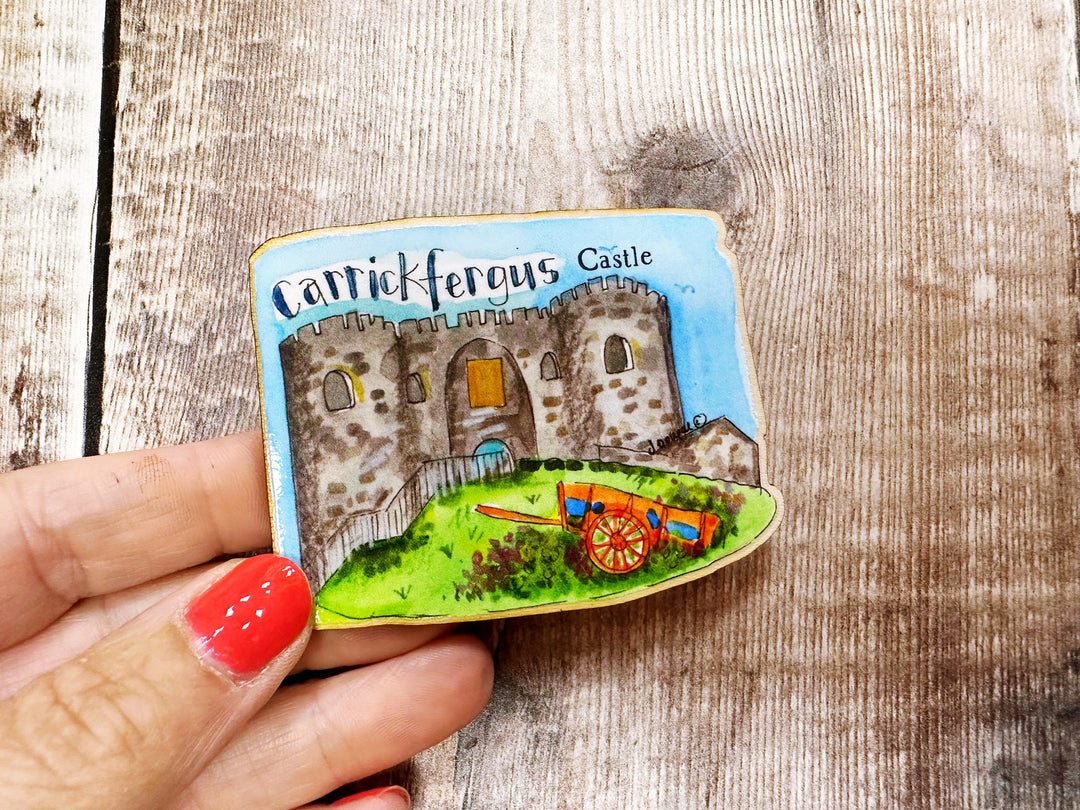 Carrickfergus Castle Northern Ireland Cute Little City Wooden Magnet
