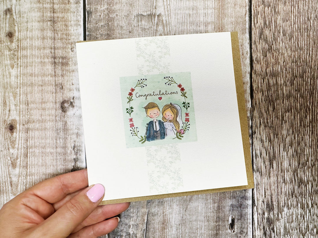 Congratulations cute Wedding Day card - personalised