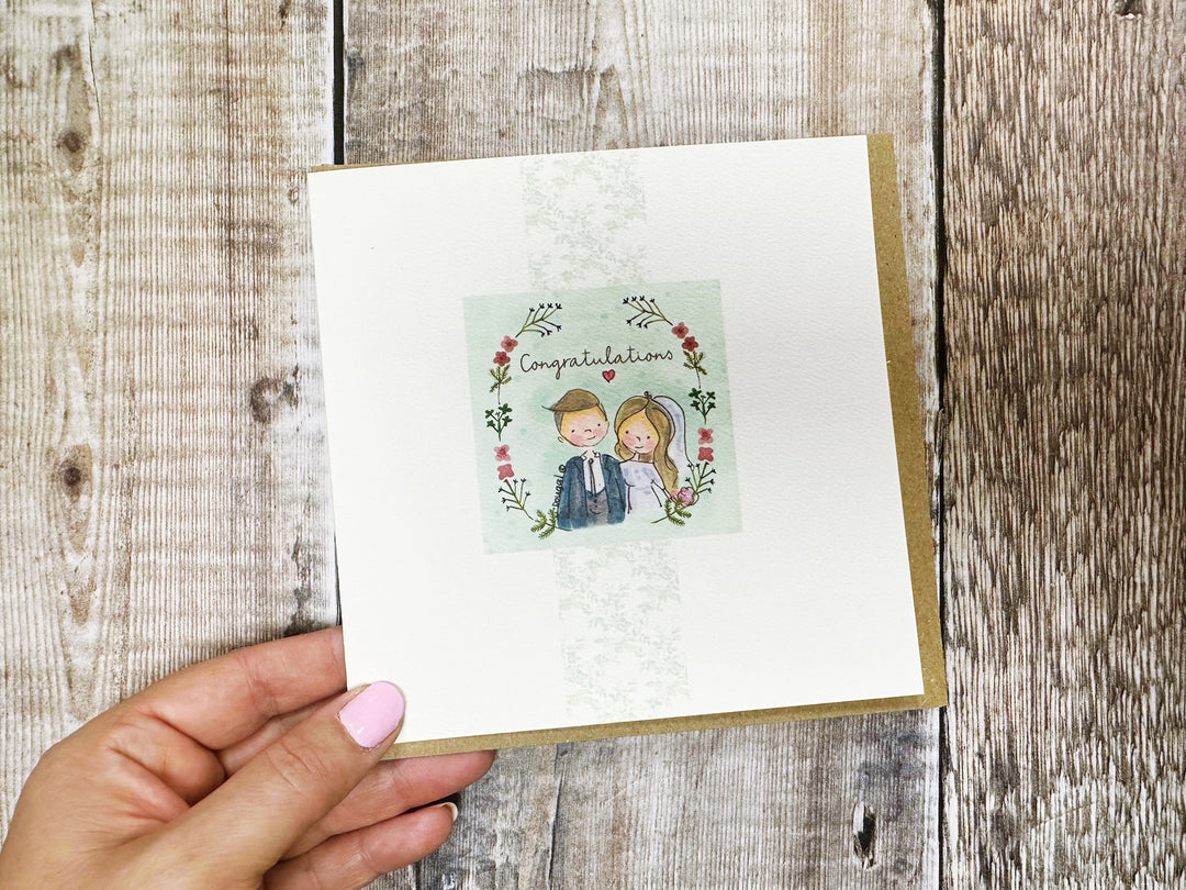 Congratulations cute Wedding Day card - personalised