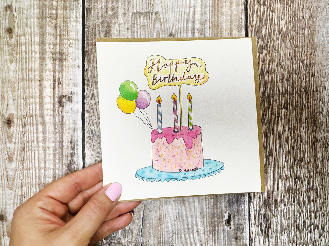 Happy Birthday Drip Cake Card - Personalised