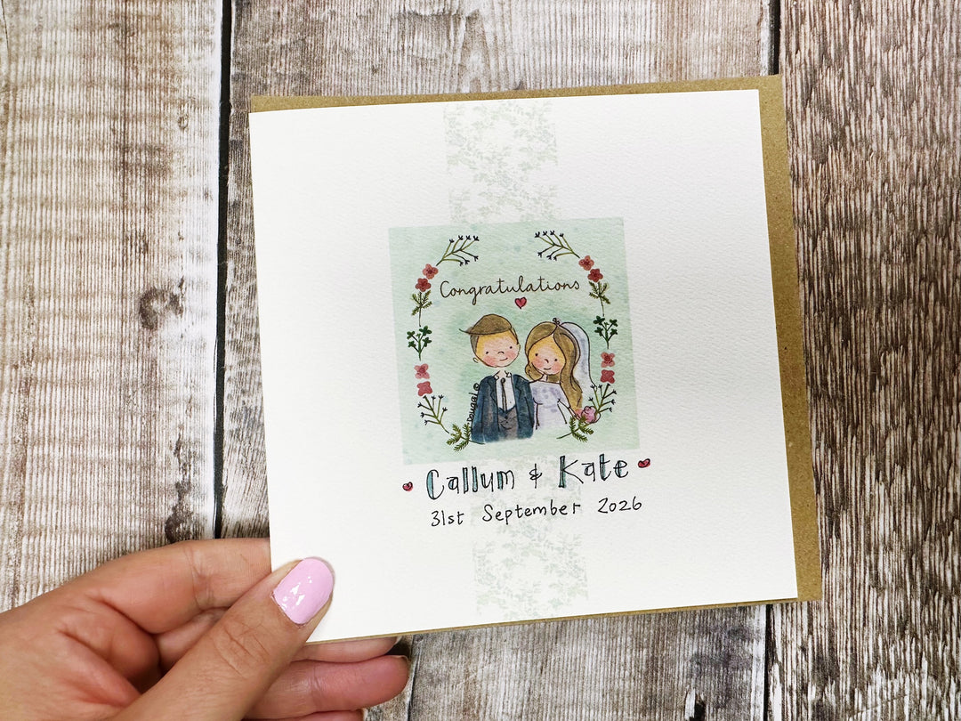 Congratulations cute Wedding Day card - personalised