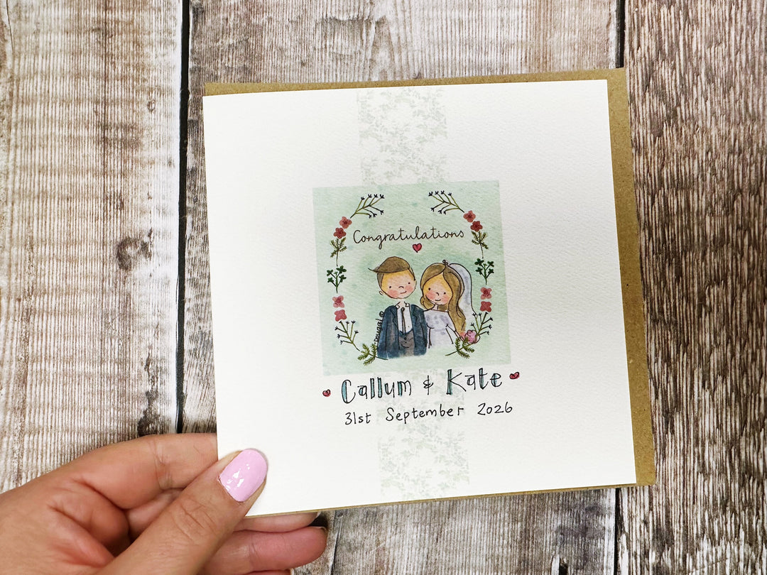 Congratulations cute Wedding Day card - personalised