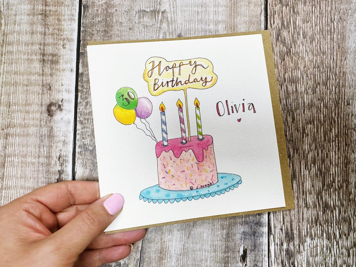 Happy Birthday Drip Cake Card - Personalised