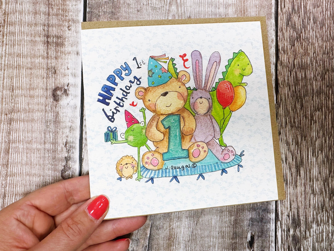 Happy First Birthday Bear Card - Personalised