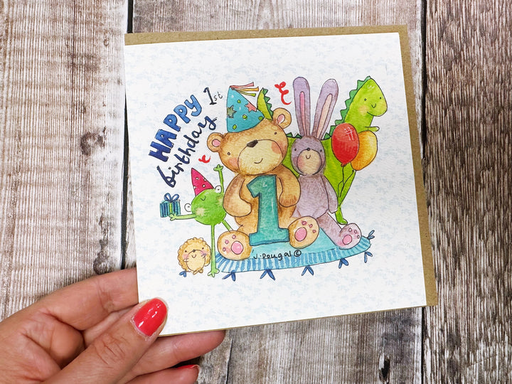Happy First Birthday Bear Card - Personalised