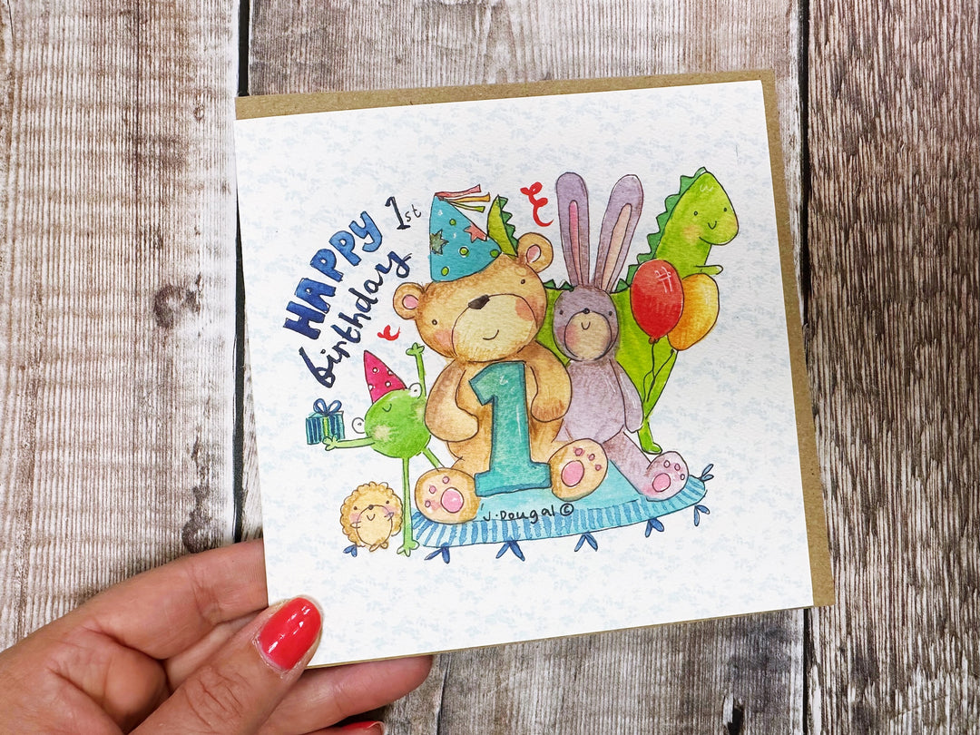 Happy First Birthday Bear Card - Personalised