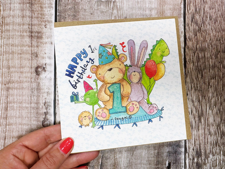 Happy First Birthday Bear Card - Personalised