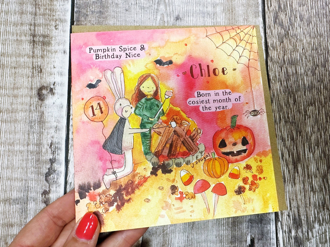 Happy Birthday October Cosy Card - Personalised