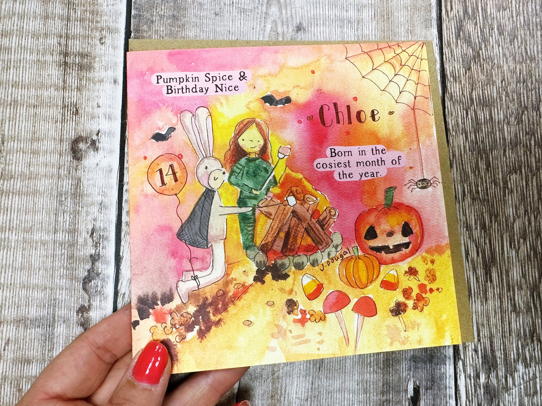 Happy Birthday October Cosy Card - Personalised