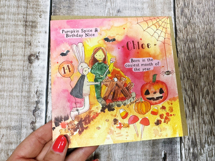 Happy Birthday October Cosy Card - Personalised