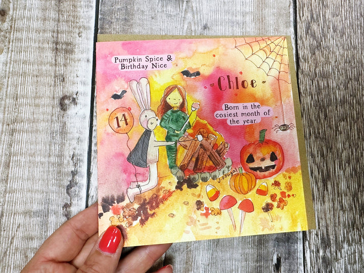 Happy Birthday October Cosy Card - Personalised