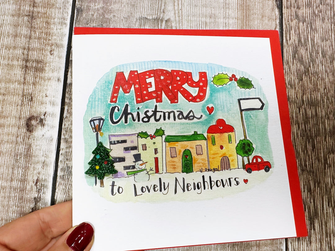 Merry Christmas to Lovely Neighbours Personalised Christmas Card