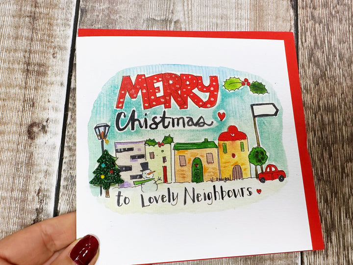Merry Christmas to Lovely Neighbours Personalised Christmas Card