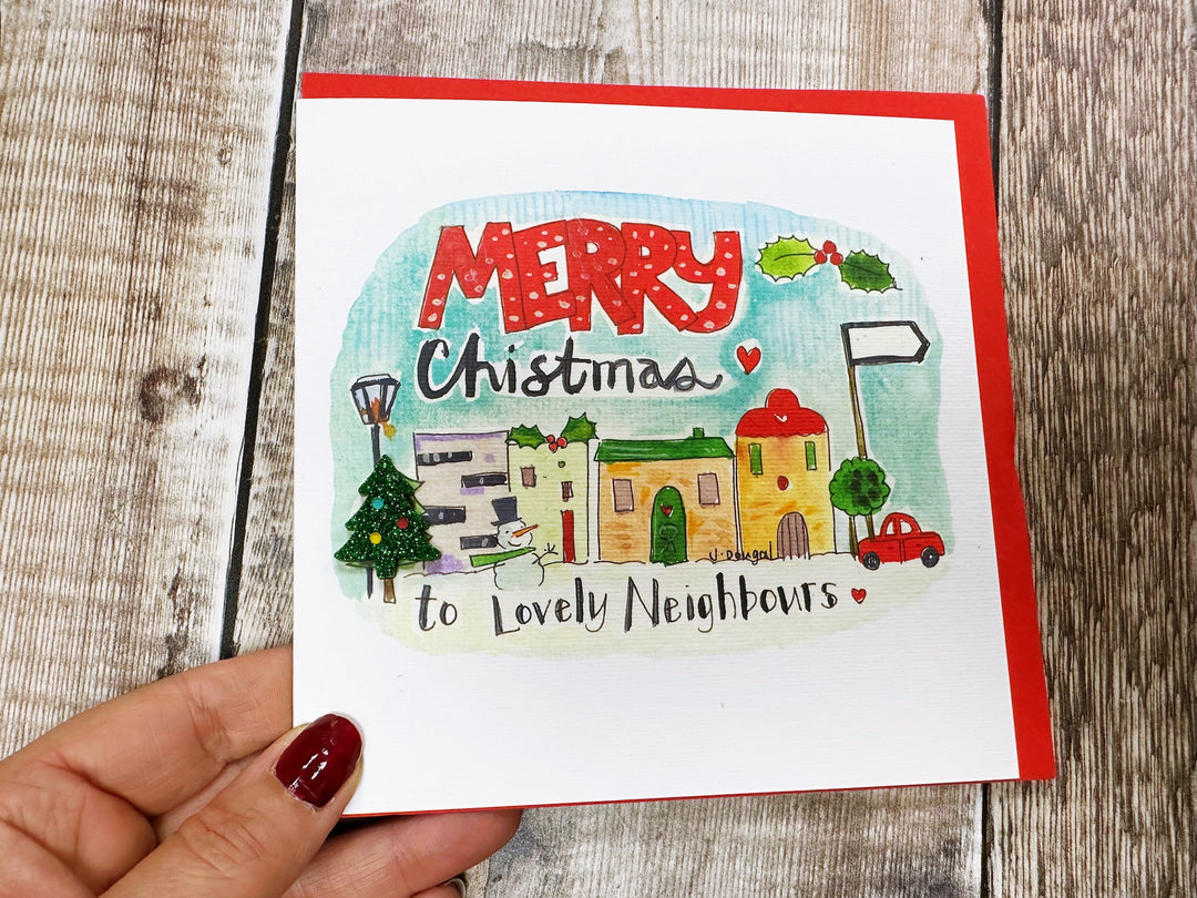Merry Christmas to Lovely Neighbours Personalised Christmas Card