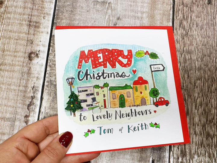 Merry Christmas to Lovely Neighbours Personalised Christmas Card