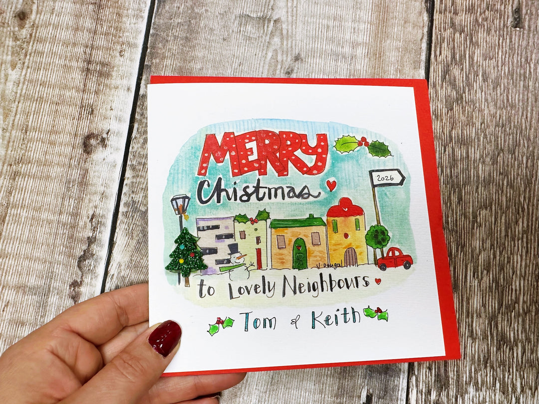 Merry Christmas to Lovely Neighbours Personalised Christmas Card