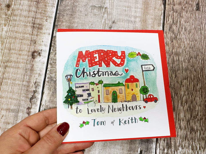 Merry Christmas to Lovely Neighbours Personalised Christmas Card