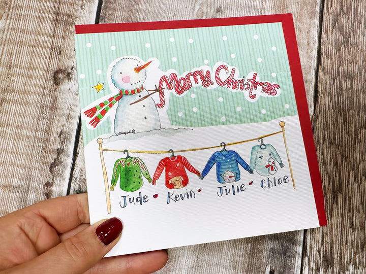 4 Little Jumpers Christmas Card - Personalised