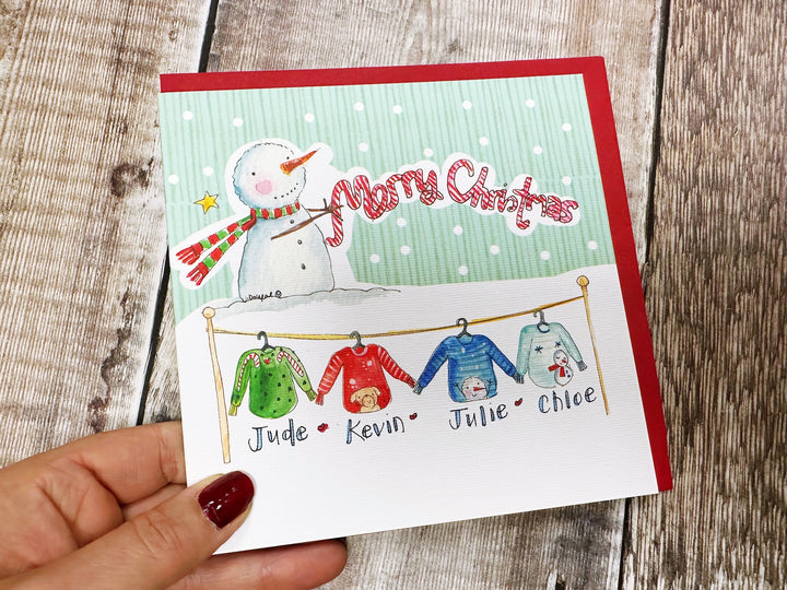 4 Little Jumpers Christmas Card - Personalised