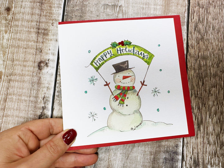 Snowman Happy Holidays Personalised Christmas Card