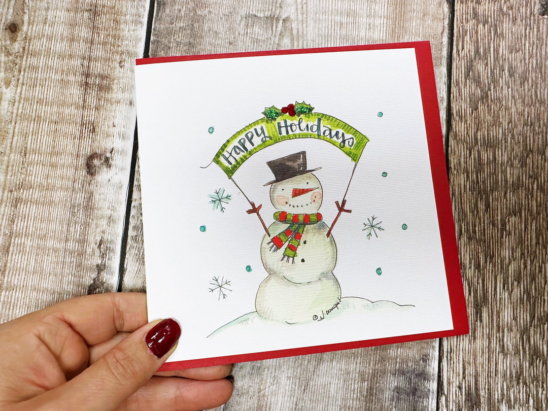 Snowman Happy Holidays Personalised Christmas Card