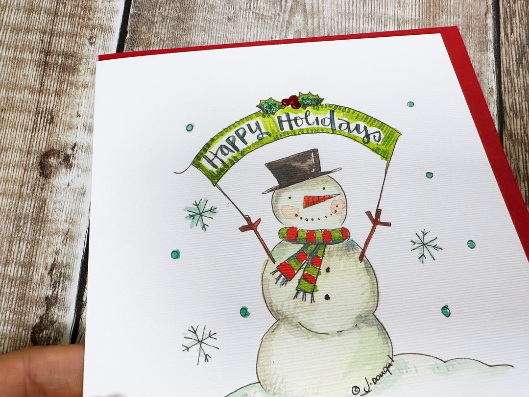 Snowman Happy Holidays Personalised Christmas Card