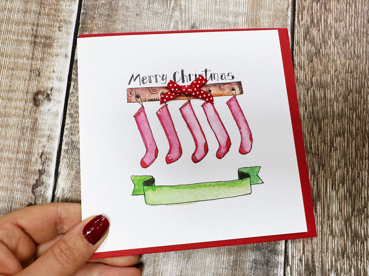 "5 wee Stockings" Christmas Card - Personalised