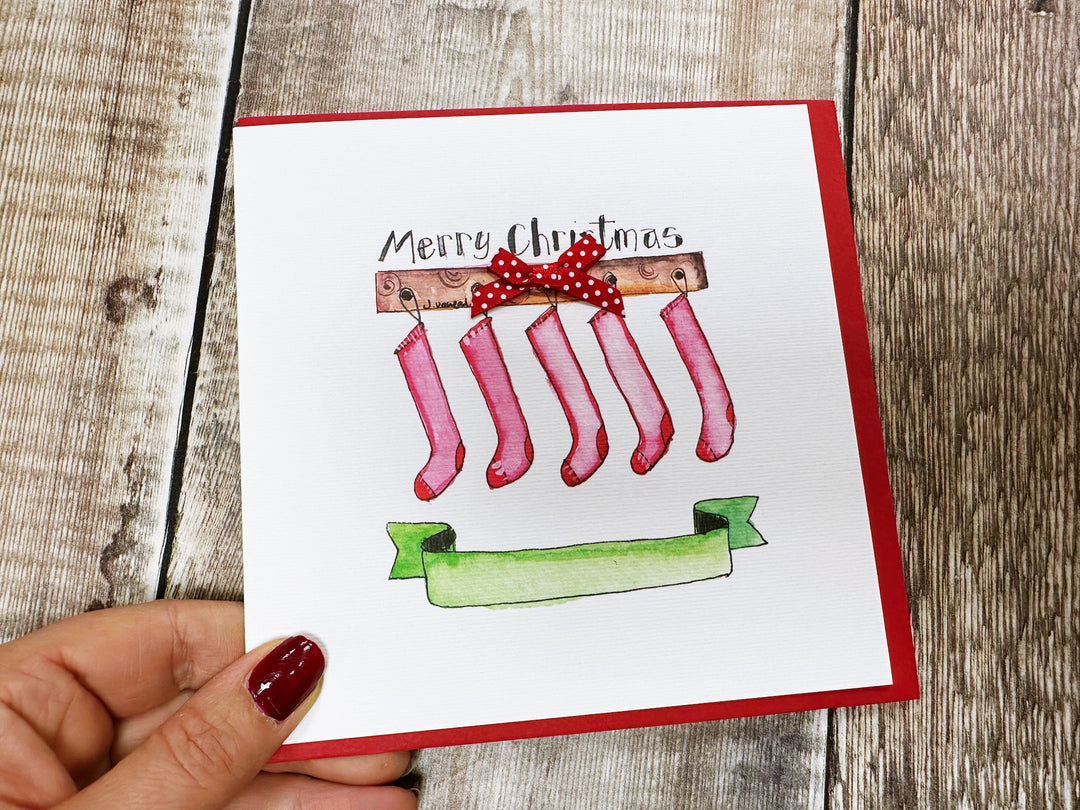 "5 wee Stockings" Christmas Card - Personalised