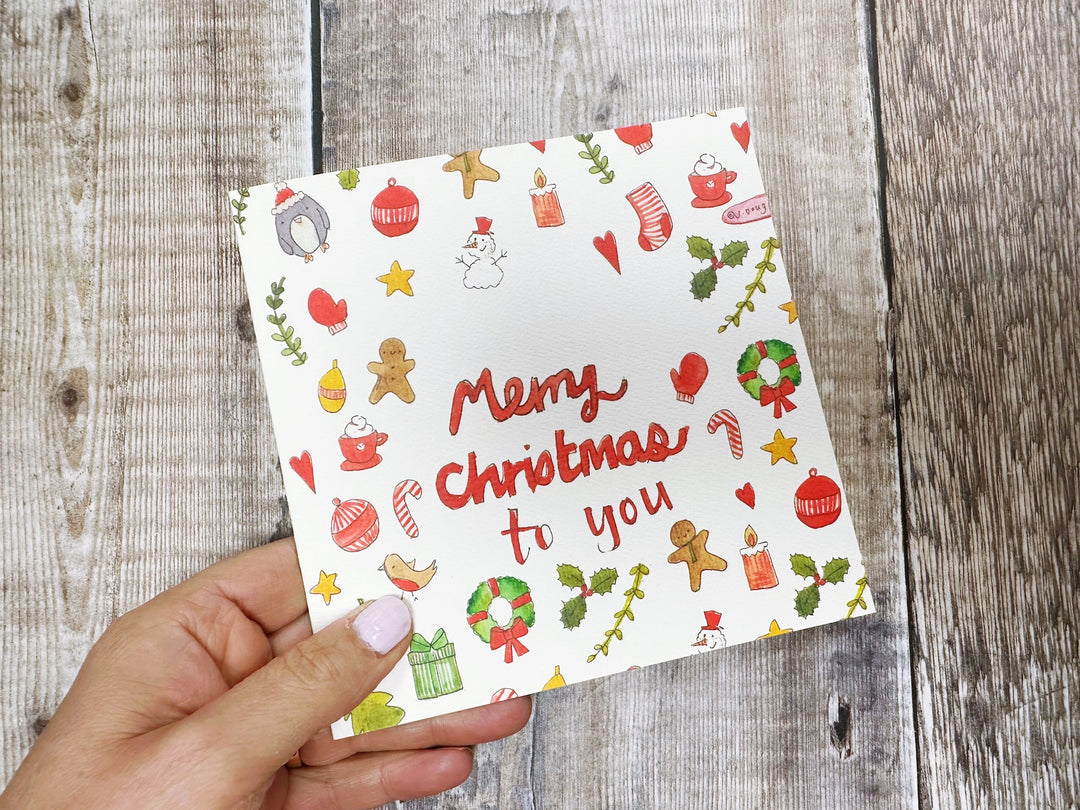 Little Christmas Icons Personalised Christmas Card