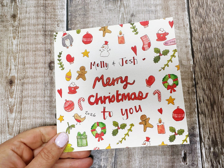 Little Christmas Icons Personalised Christmas Card