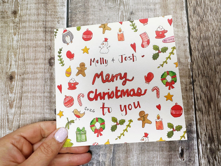 Little Christmas Icons Personalised Christmas Card