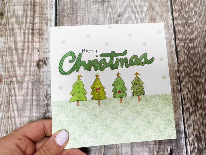 4 Little Trees Christmas Card - Personalised