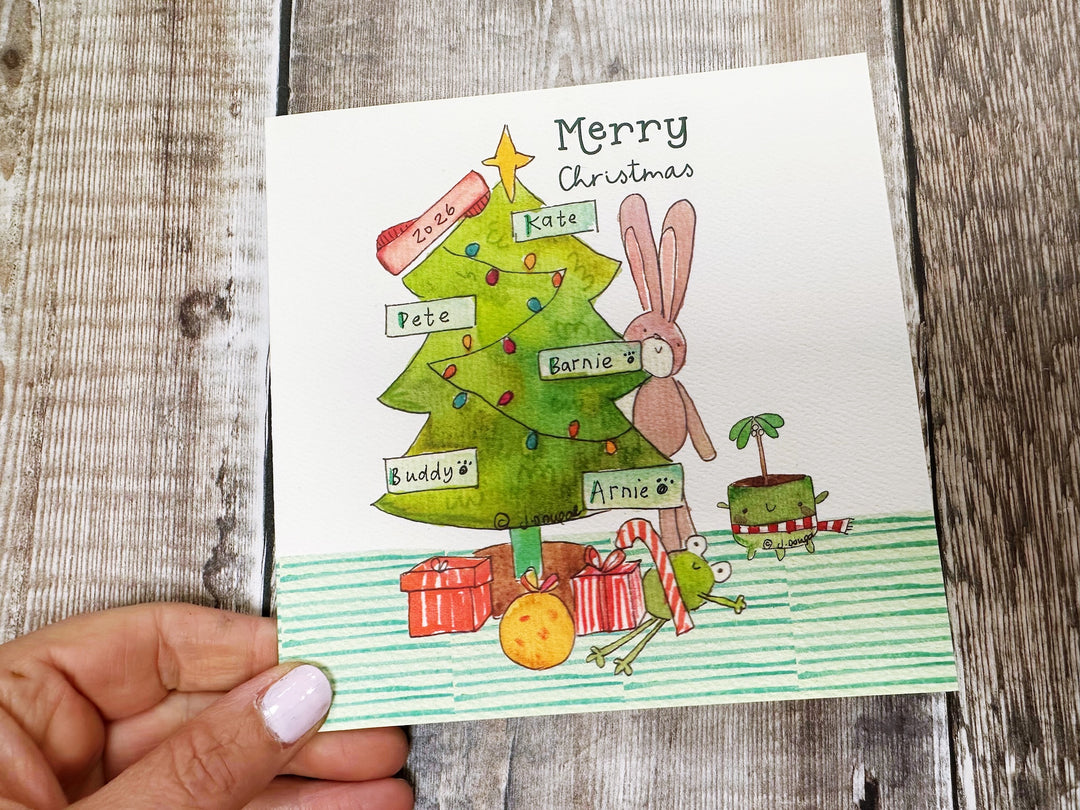 Around The  Christmas Tree Personalised Christmas Card