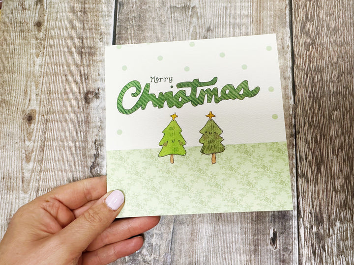 2 Little Trees Christmas Card - Personalised