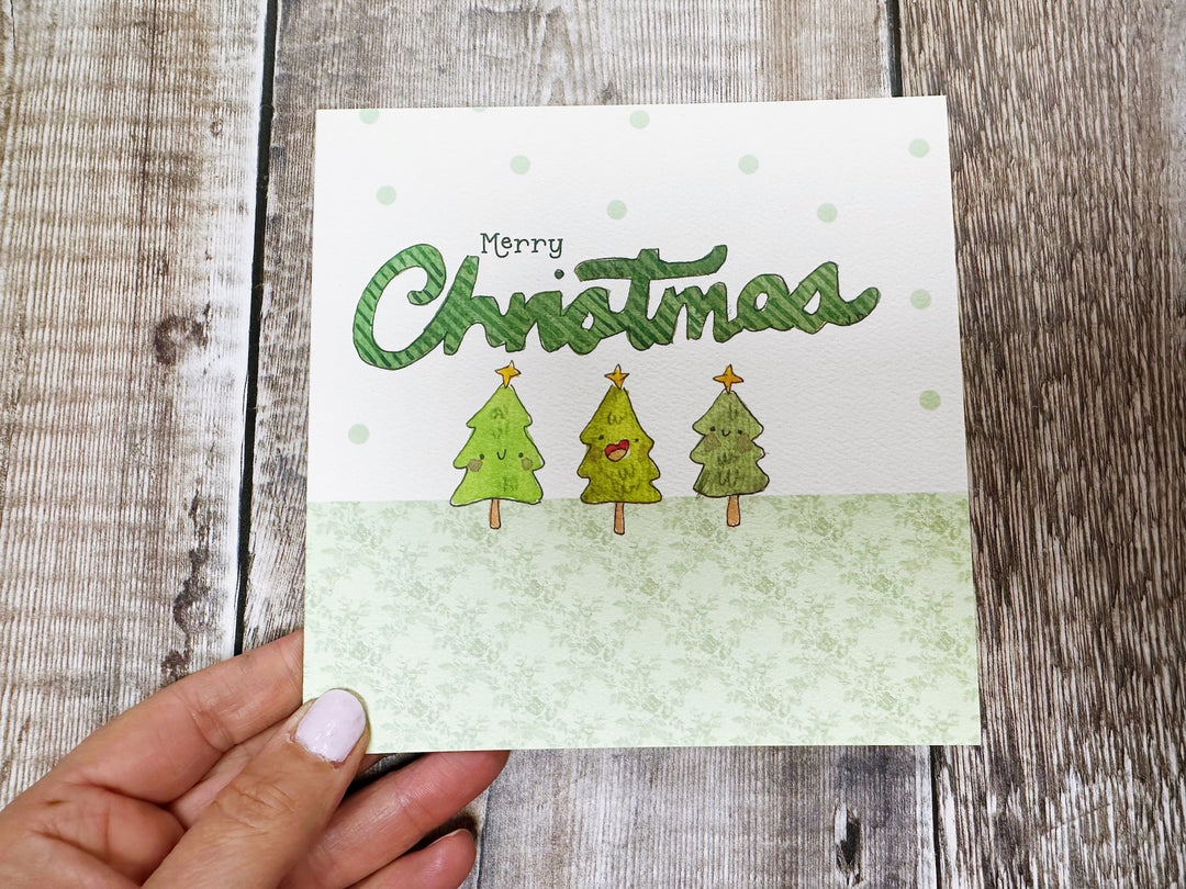 3 Little Trees Christmas Card - Personalised