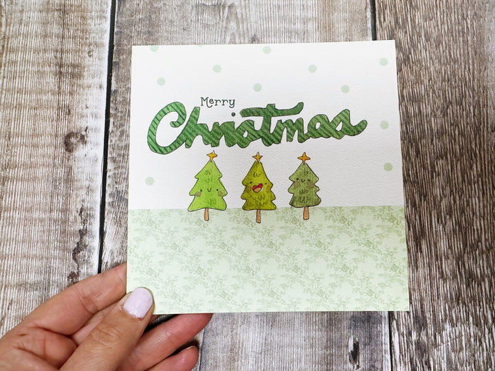 3 Little Trees Christmas Card - Personalised