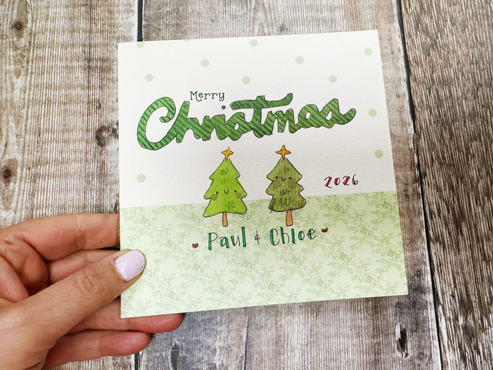 2 Little Trees Christmas Card - Personalised