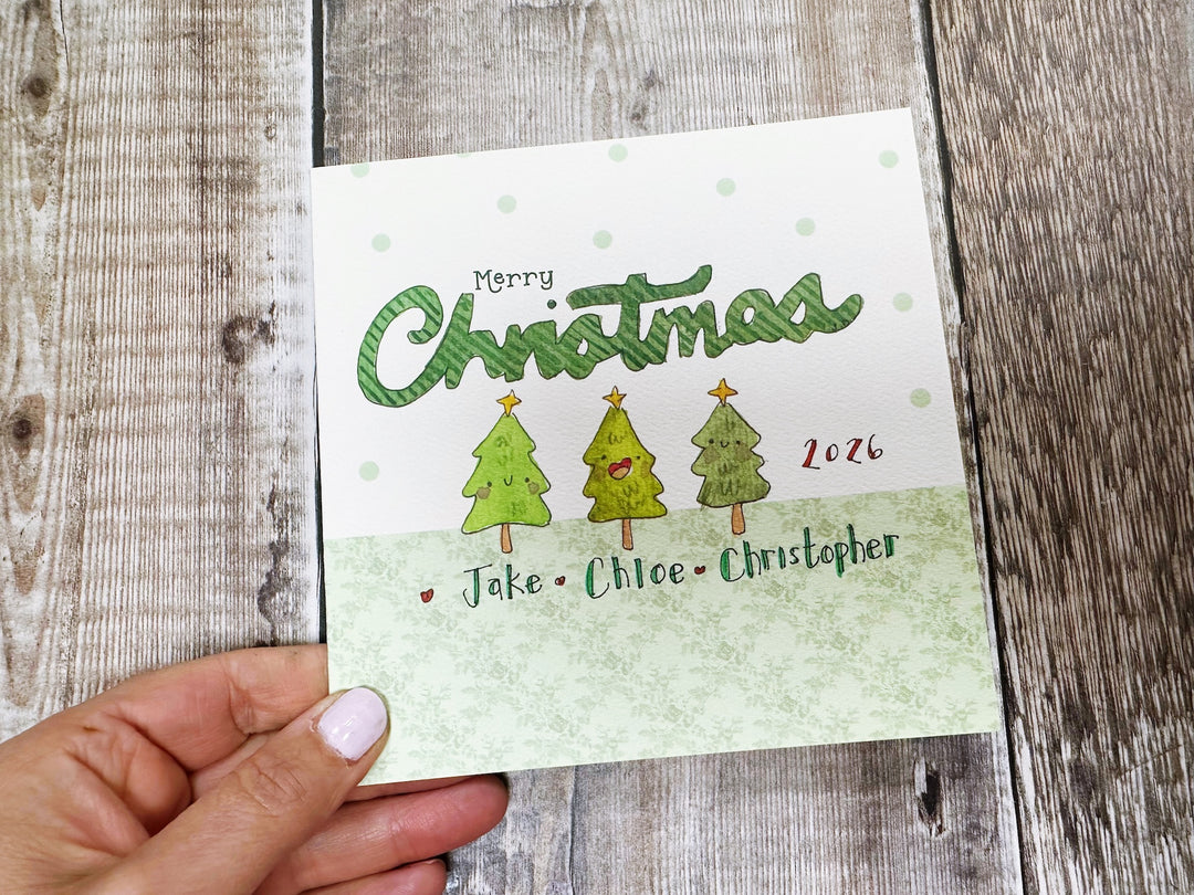 3 Little Trees Christmas Card - Personalised