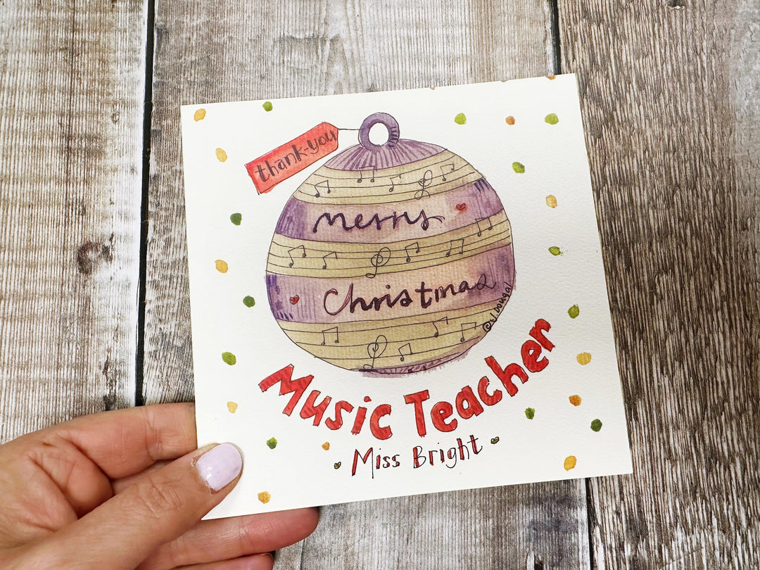 Music Teacher Thank you Personalised Christmas Card