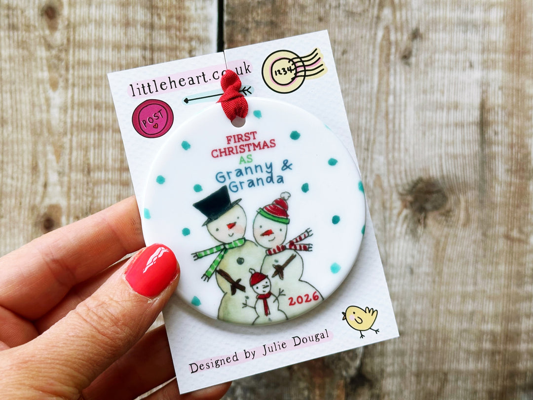 First Christmas Snowmen Ceramic Bauble