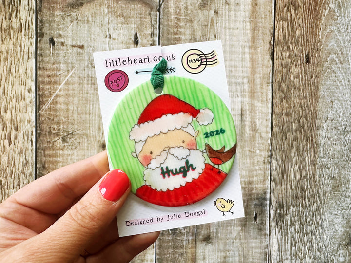 Ceramic Santa Personalised Christmas Ceramic Bauble