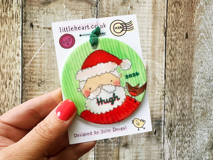 Ceramic Santa Personalised Christmas Ceramic Bauble