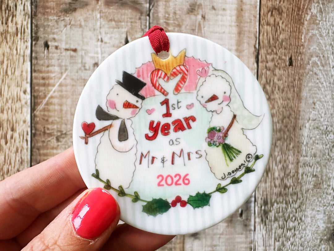 First Christmas as Mr and Mrs Christmas Ceramic Bauble (NOT PERSONALISED)