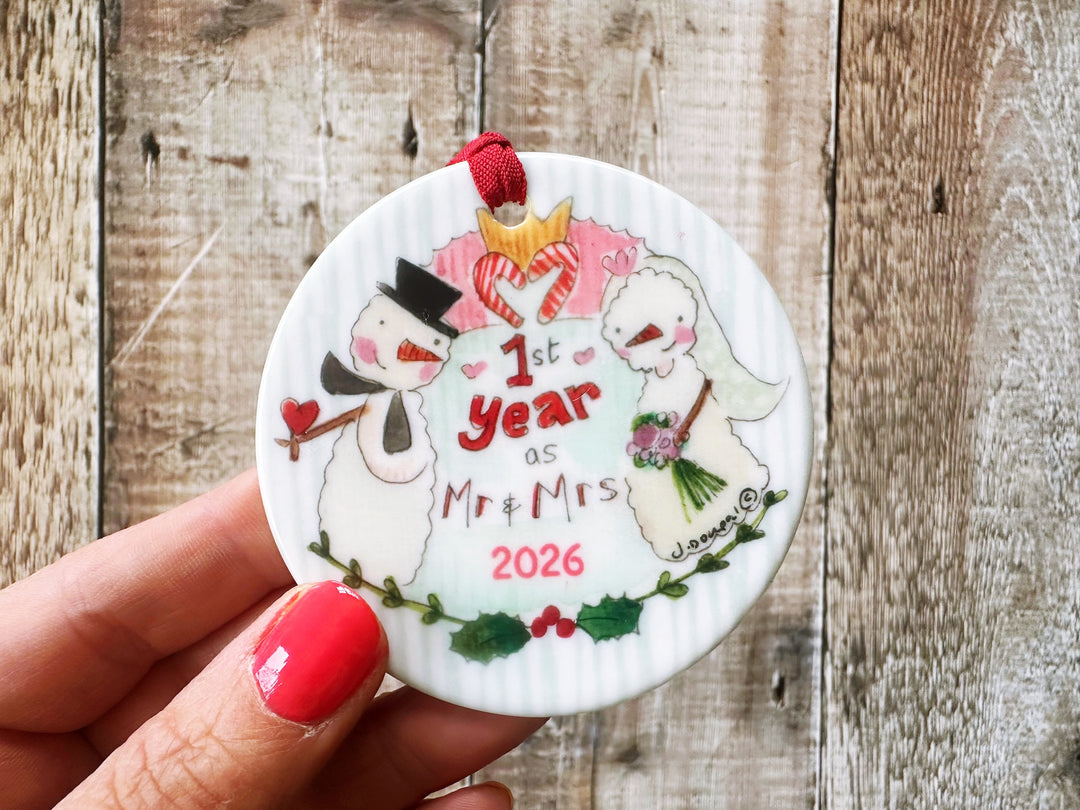 First Christmas as Mr and Mrs Christmas Ceramic Bauble (NOT PERSONALISED)