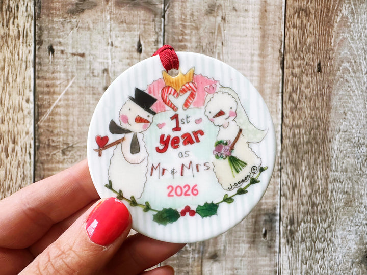 First Christmas as Mr and Mrs Christmas Ceramic Bauble (NOT PERSONALISED)