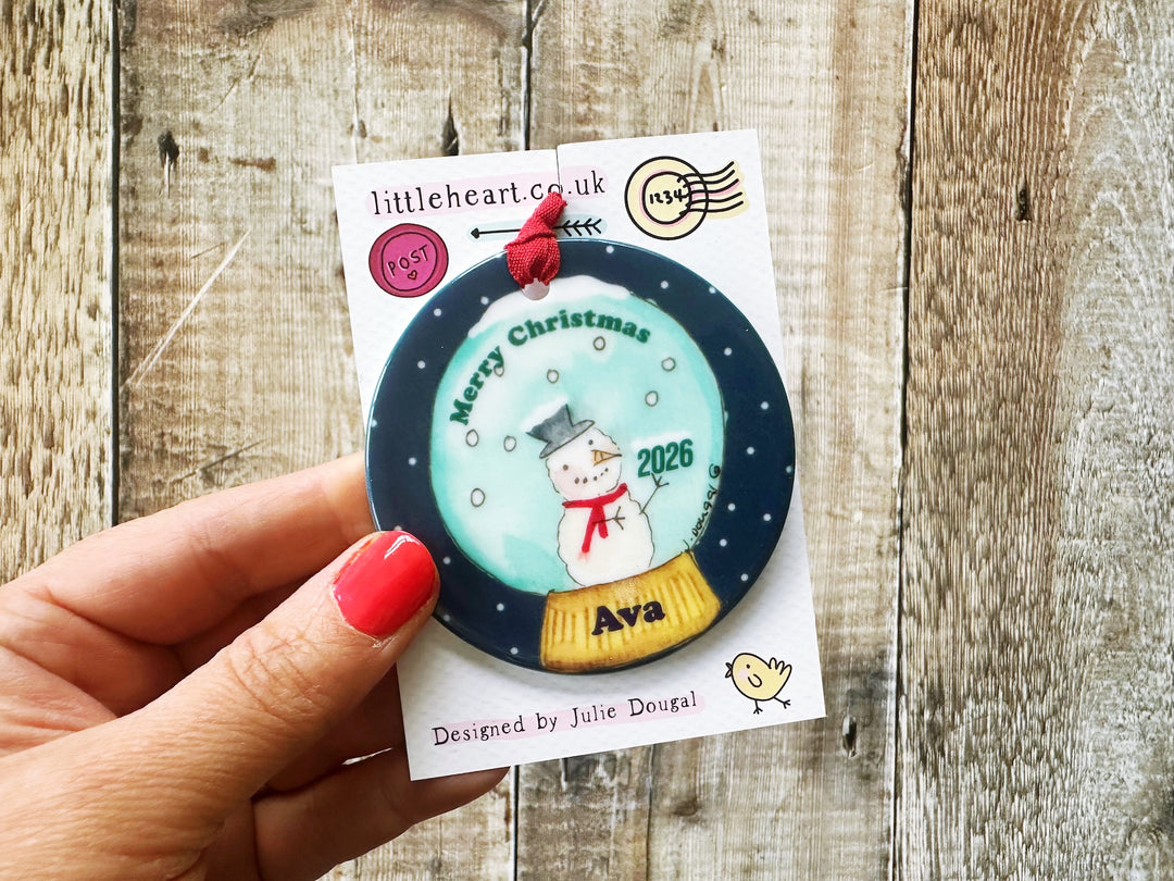 Snowman Globe Christmas Ceramic Bauble