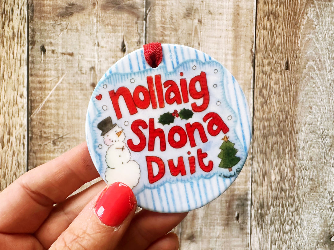 Nollaig Shona duit Gaeilge Happy Christmas Ceramic Decoration (not personalised)