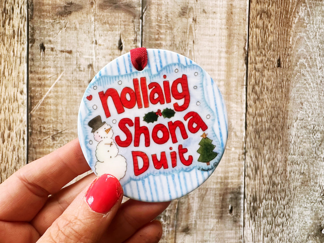 Nollaig Shona duit Gaeilge Happy Christmas Ceramic Decoration (not personalised)