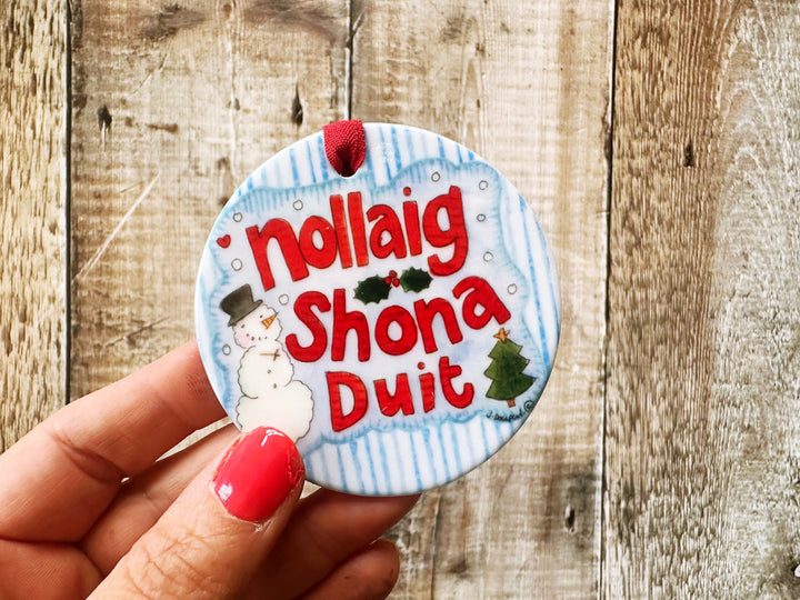 Nollaig Shona duit Gaeilge Happy Christmas Ceramic Decoration (not personalised)